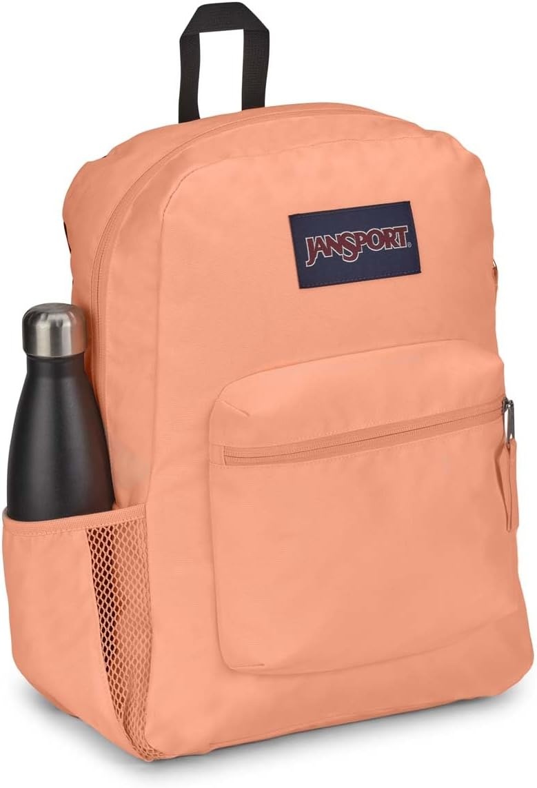 image:imageJanSport Cross Town Backpack 17 x 125 x 6 Simple Bag for Everyone with 1 Main Compartment Front Utility Pocket Premium Class Accessories BlackPeach Neon