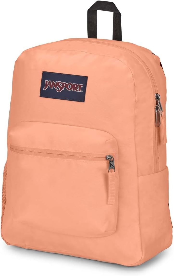 image:imageJanSport Cross Town Backpack 17 x 125 x 6 Simple Bag for Everyone with 1 Main Compartment Front Utility Pocket Premium Class Accessories BlackPeach Neon