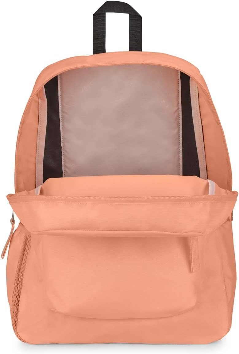 image:imageJanSport Cross Town Backpack 17 x 125 x 6 Simple Bag for Everyone with 1 Main Compartment Front Utility Pocket Premium Class Accessories BlackPeach Neon