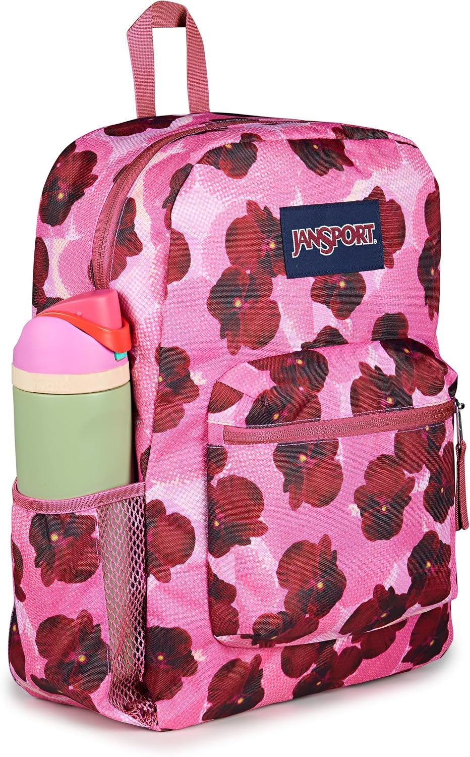 image:imageJanSport Cross Town Backpack 17 x 125 x 6 Simple Bag for Everyone with 1 Main Compartment Front Utility Pocket Premium Class Accessories BlackPop Art Pansies Digital FuchsiaMulti