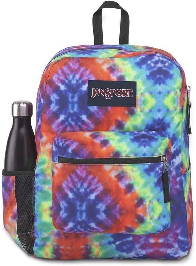 image:imageJanSport Cross Town Backpack 17 x 125 x 6 Simple Bag for Everyone with 1 Main Compartment Front Utility Pocket Premium Class Accessories BlackRedMulti Hippie Days