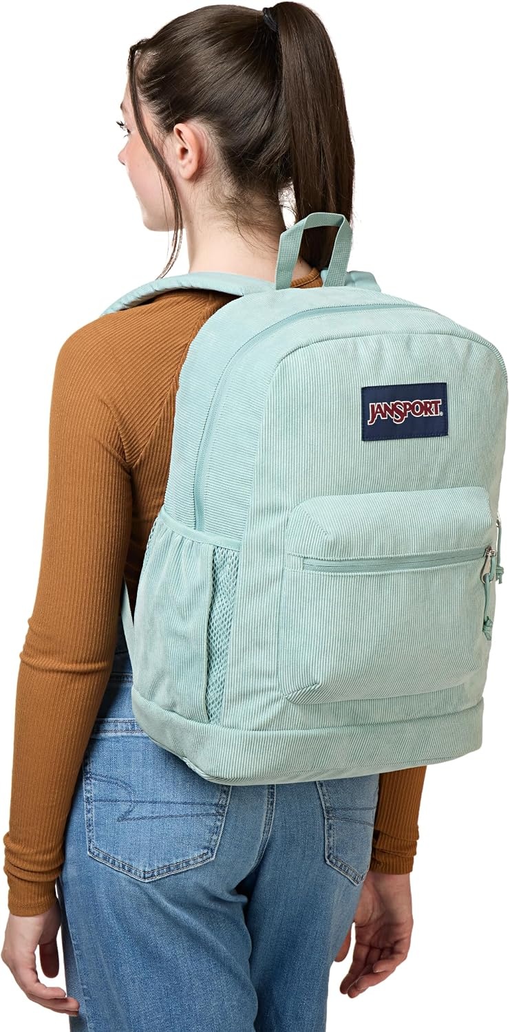 image:imageJanSport Cross Town Plus Remix Backpack Padded Back Panel Laptop Sleeve and Front Pocket Organizer Lavender Ash CorduroyFaded Sage Corduroy
