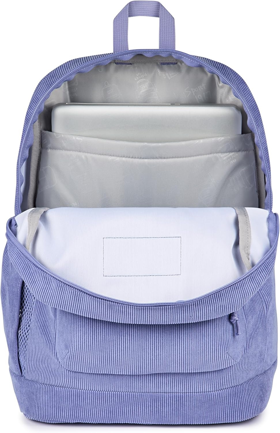 image:imageJanSport Cross Town Plus Remix Backpack Padded Back Panel Laptop Sleeve and Front Pocket Organizer Lavender Ash CorduroyLavender Ash Corduroy
