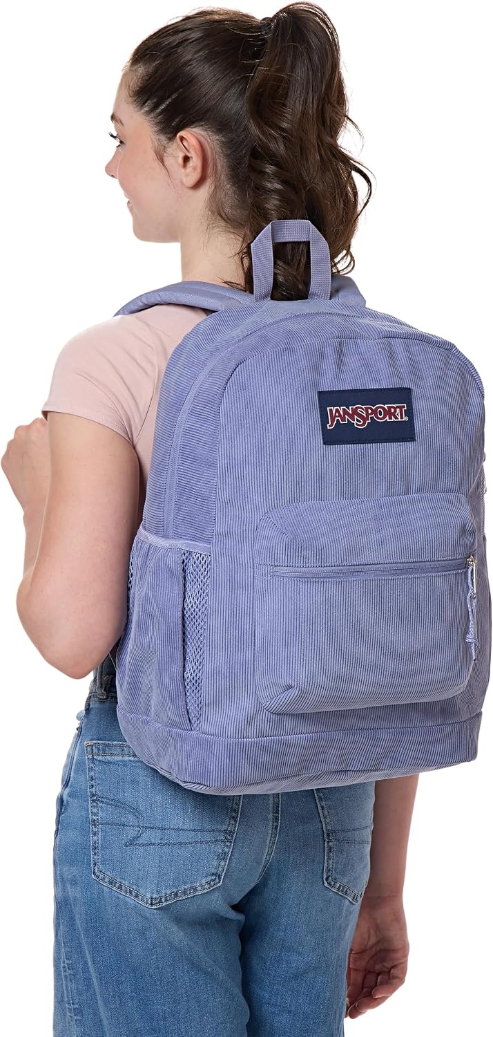 image:imageJanSport Cross Town Plus Remix Backpack Padded Back Panel Laptop Sleeve and Front Pocket Organizer Lavender Ash CorduroyLavender Ash Corduroy