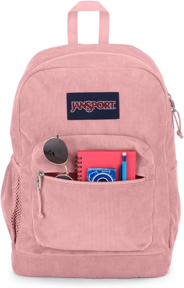 image:imageJanSport Cross Town Plus Remix Backpack Padded Back Panel Laptop Sleeve and Front Pocket Organizer Lavender Ash CorduroyMisty Rose Corduroy