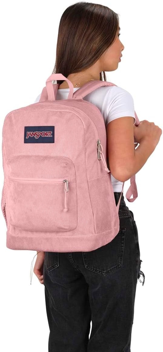 image:imageJanSport Cross Town Plus Remix Backpack Padded Back Panel Laptop Sleeve and Front Pocket Organizer Lavender Ash CorduroyMisty Rose Corduroy