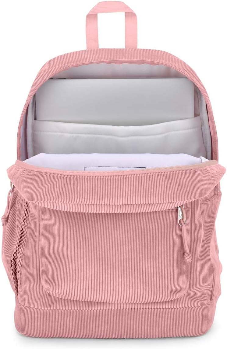 image:imageJanSport Cross Town Plus Remix Backpack Padded Back Panel Laptop Sleeve and Front Pocket Organizer Lavender Ash CorduroyMisty Rose Corduroy