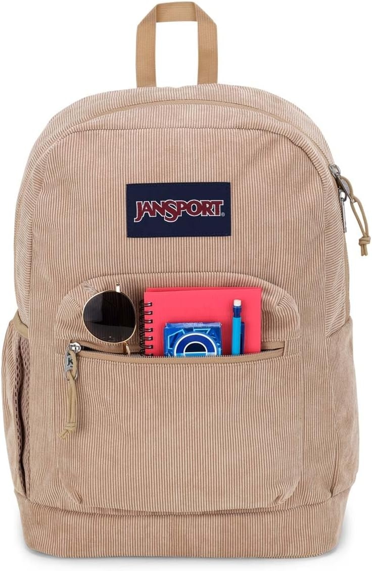 image:imageJanSport Cross Town Plus Remix Backpack Padded Back Panel Laptop Sleeve and Front Pocket Organizer Lavender Ash CorduroyTravertine Corduroy