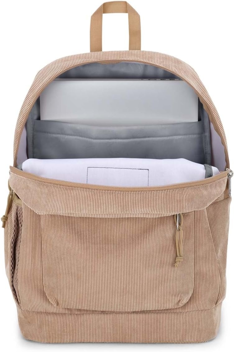 image:imageJanSport Cross Town Plus Remix Backpack Padded Back Panel Laptop Sleeve and Front Pocket Organizer Lavender Ash CorduroyTravertine Corduroy