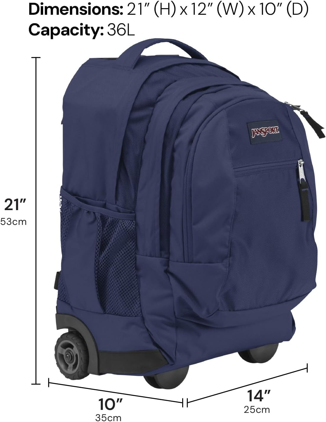 image:imageJanSport Driver 8 Rolling Backpack Wheeled Travel Bag with 15Inch Laptop Sleeve One Size Navy70s Space Dye Fresh Mint