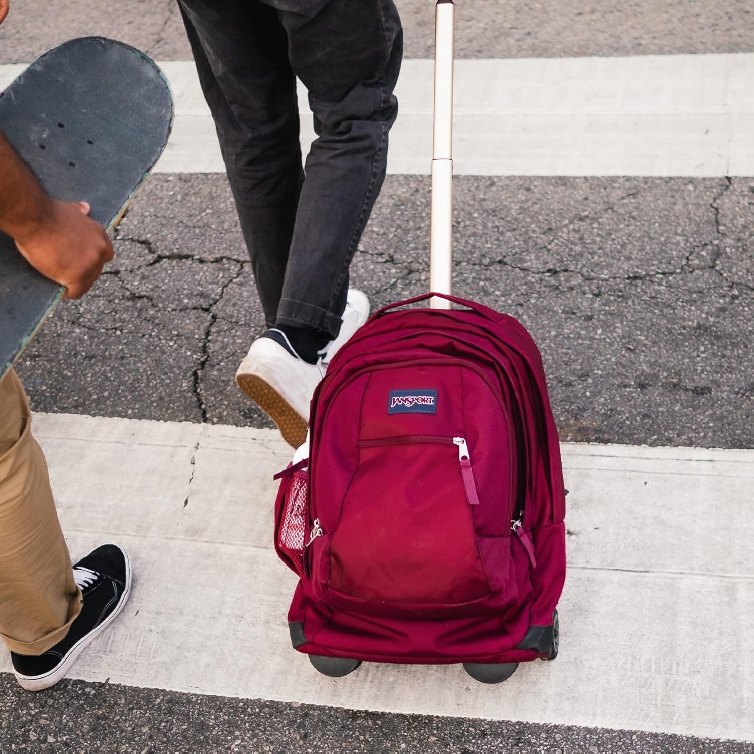 image:imageJanSport Driver 8 Rolling Backpack Wheeled Travel Bag with 15Inch Laptop Sleeve One Size Navy70s Space Dye Fresh Mint