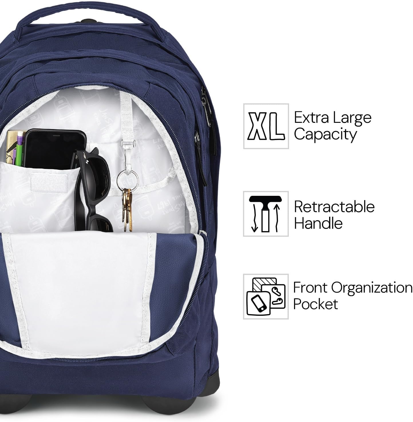 image:imageJanSport Driver 8 Rolling Backpack Wheeled Travel Bag with 15Inch Laptop Sleeve One Size Navy70s Space Dye Fresh Mint