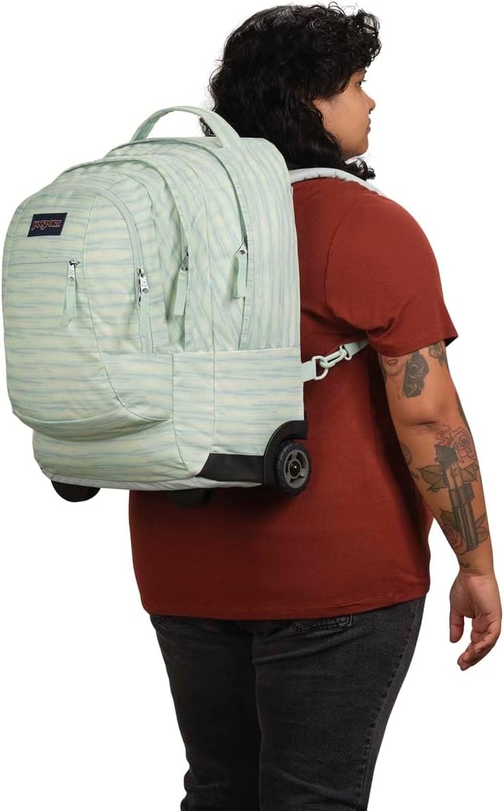 image:imageJanSport Driver 8 Rolling Backpack Wheeled Travel Bag with 15Inch Laptop Sleeve One Size Navy70s Space Dye Fresh Mint