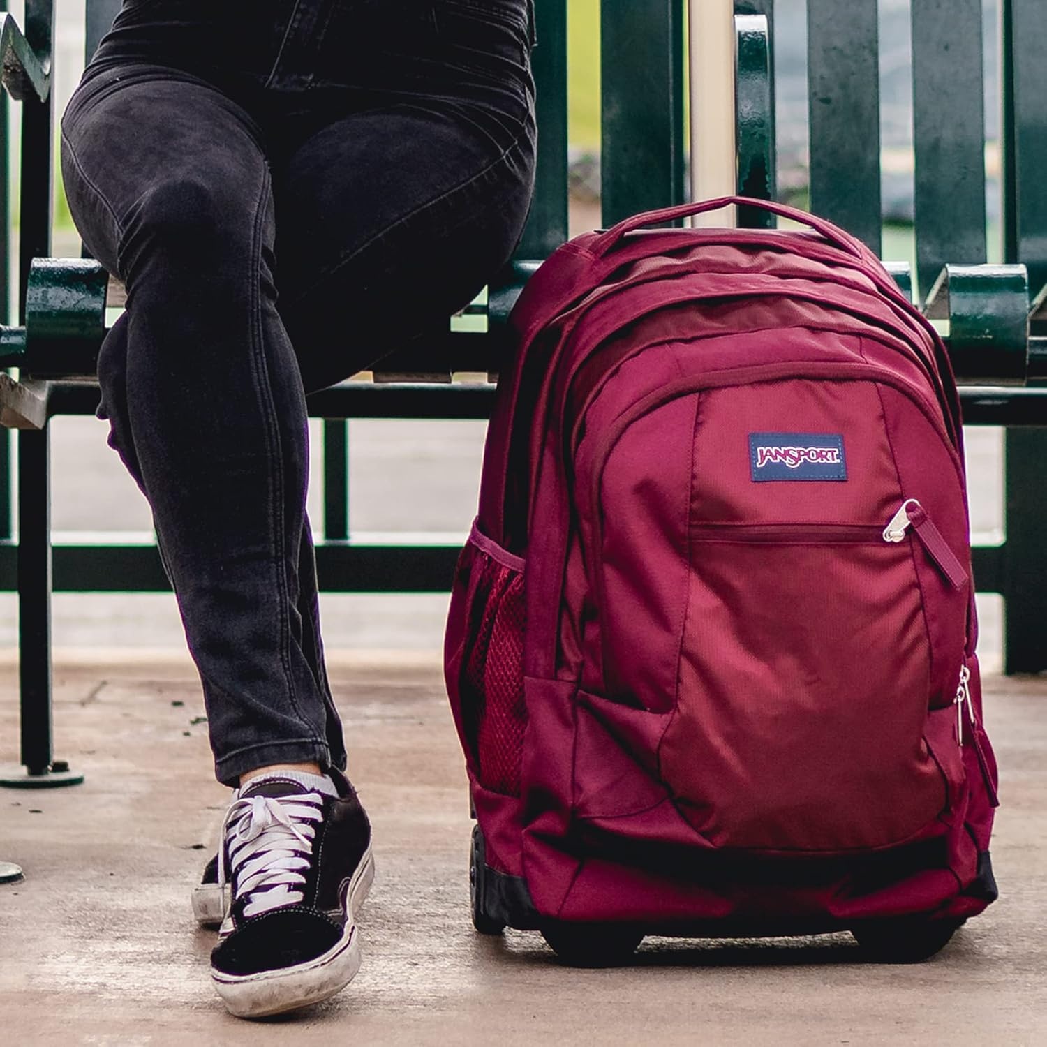 image:imageJanSport Driver 8 Rolling Backpack Wheeled Travel Bag with 15Inch Laptop Sleeve One Size NavyRusset Red