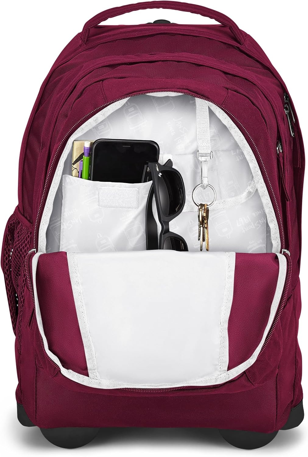 image:imageJanSport Driver 8 Rolling Backpack Wheeled Travel Bag with 15Inch Laptop Sleeve One Size NavyRusset Red