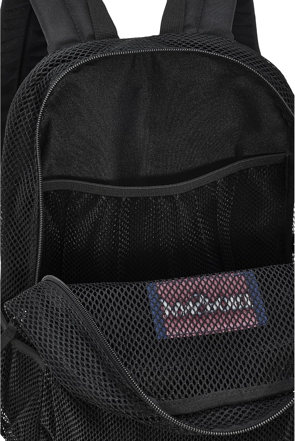 image:imageJanSport Eco Mesh Backpack Red Tape 17 x 125 x 6 Large SemiTransparent Bag for Adults with Laptop Sleeve Padded Back Panel Red TapeBlack