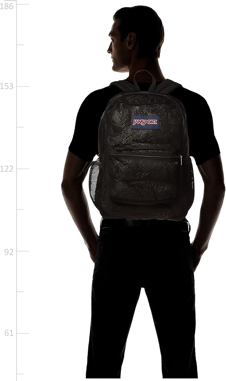 image:imageJanSport Eco Mesh Backpack Red Tape 17 x 125 x 6 Large SemiTransparent Bag for Adults with Laptop Sleeve Padded Back Panel Red TapeBlack