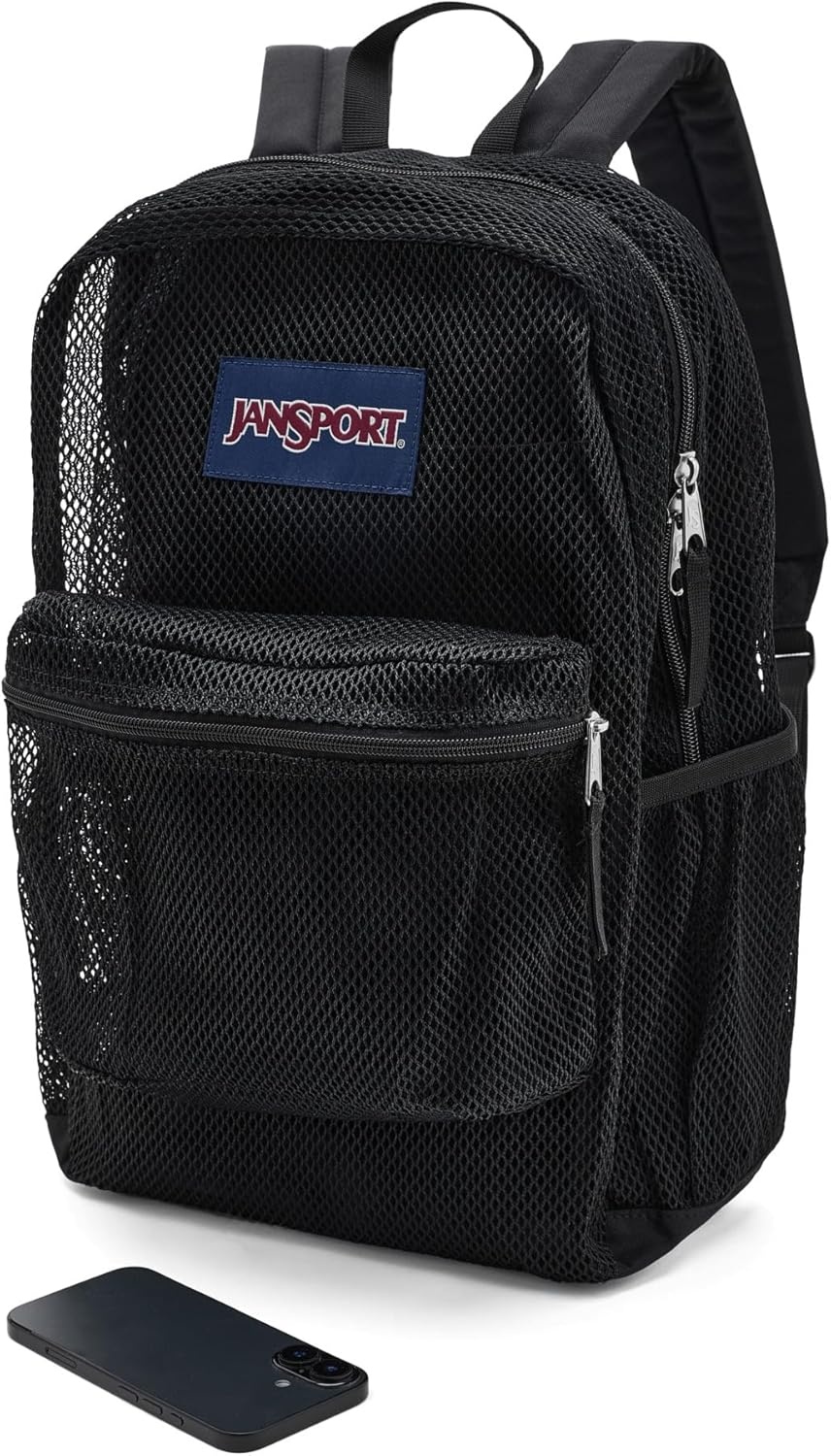 image:imageJanSport Eco Mesh Backpack Red Tape 17 x 125 x 6 Large SemiTransparent Bag for Adults with Laptop Sleeve Padded Back Panel Red TapeBlack