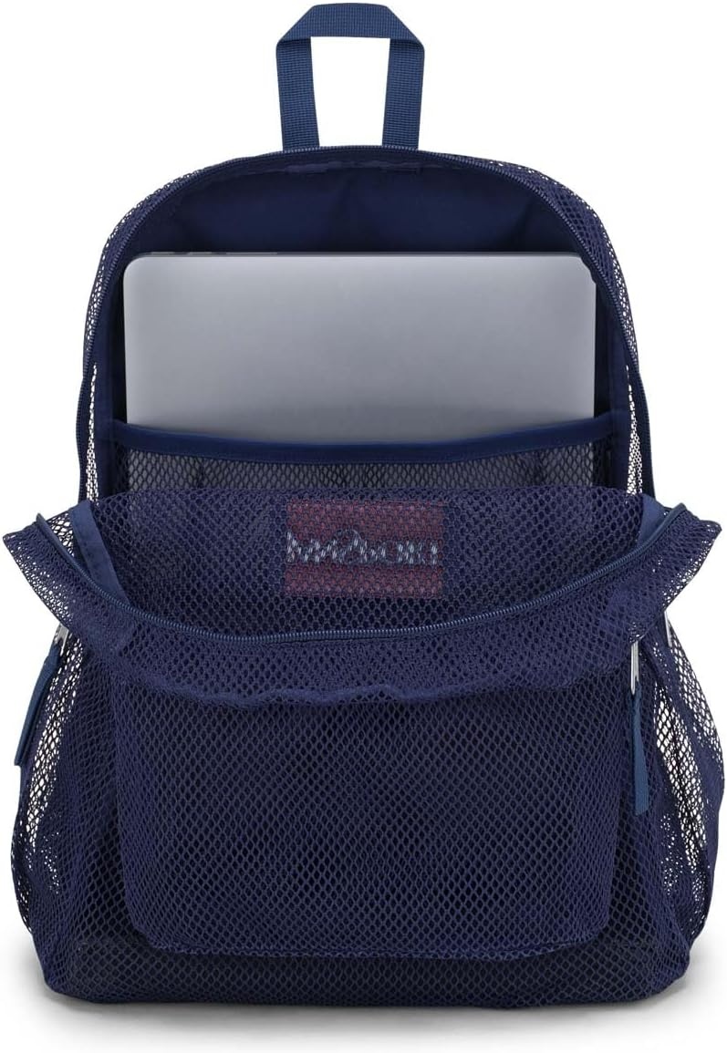 image:imageJanSport Eco Mesh Backpack Red Tape 17 x 125 x 6 Large SemiTransparent Bag for Adults with Laptop Sleeve Padded Back Panel Red TapeNavy