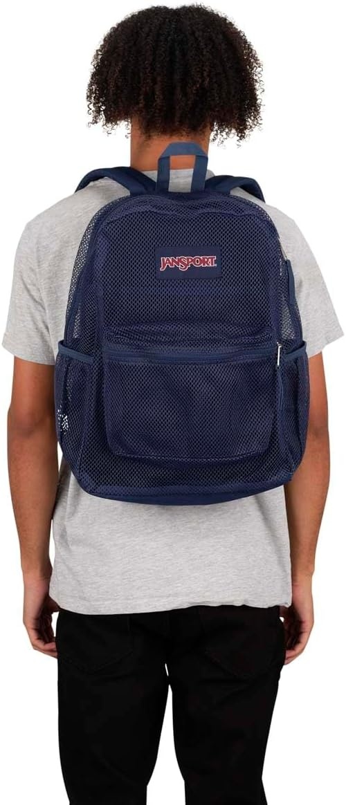 image:imageJanSport Eco Mesh Backpack Red Tape 17 x 125 x 6 Large SemiTransparent Bag for Adults with Laptop Sleeve Padded Back Panel Red TapeNavy