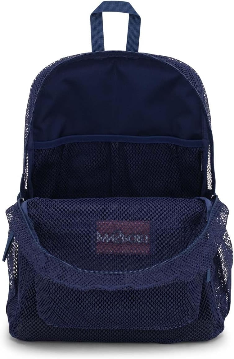 image:imageJanSport Eco Mesh Backpack Red Tape 17 x 125 x 6 Large SemiTransparent Bag for Adults with Laptop Sleeve Padded Back Panel Red TapeNavy