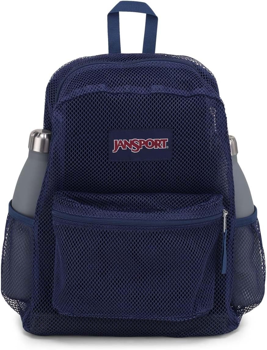 image:imageJanSport Eco Mesh Backpack Red Tape 17 x 125 x 6 Large SemiTransparent Bag for Adults with Laptop Sleeve Padded Back Panel Red TapeNavy