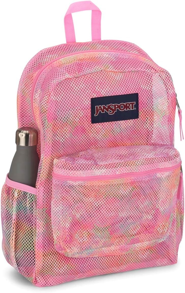 image:imageJanSport Eco Mesh Backpack Red Tape 17 x 125 x 6 Large SemiTransparent Bag for Adults with Laptop Sleeve Padded Back Panel Red TapeNeon Daisy