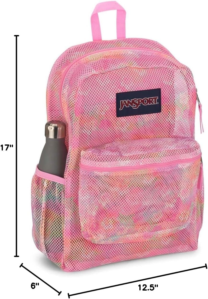 image:imageJanSport Eco Mesh Backpack Red Tape 17 x 125 x 6 Large SemiTransparent Bag for Adults with Laptop Sleeve Padded Back Panel Red TapeNeon Daisy