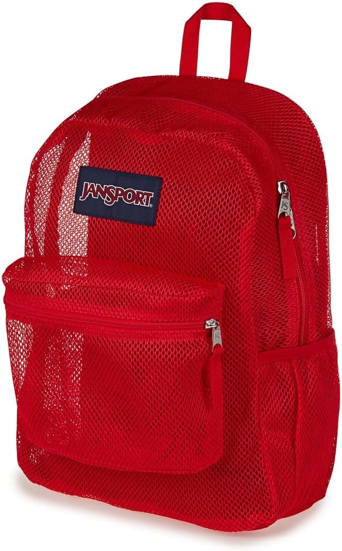 image:imageJanSport Eco Mesh Backpack Red Tape 17 x 125 x 6 Large SemiTransparent Bag for Adults with Laptop Sleeve Padded Back Panel Red TapeRed Tape