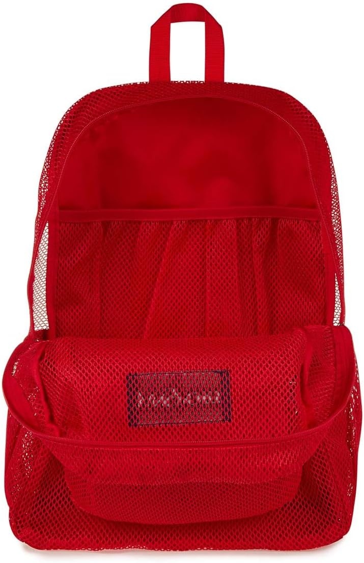 image:imageJanSport Eco Mesh Backpack Red Tape 17 x 125 x 6 Large SemiTransparent Bag for Adults with Laptop Sleeve Padded Back Panel Red TapeRed Tape