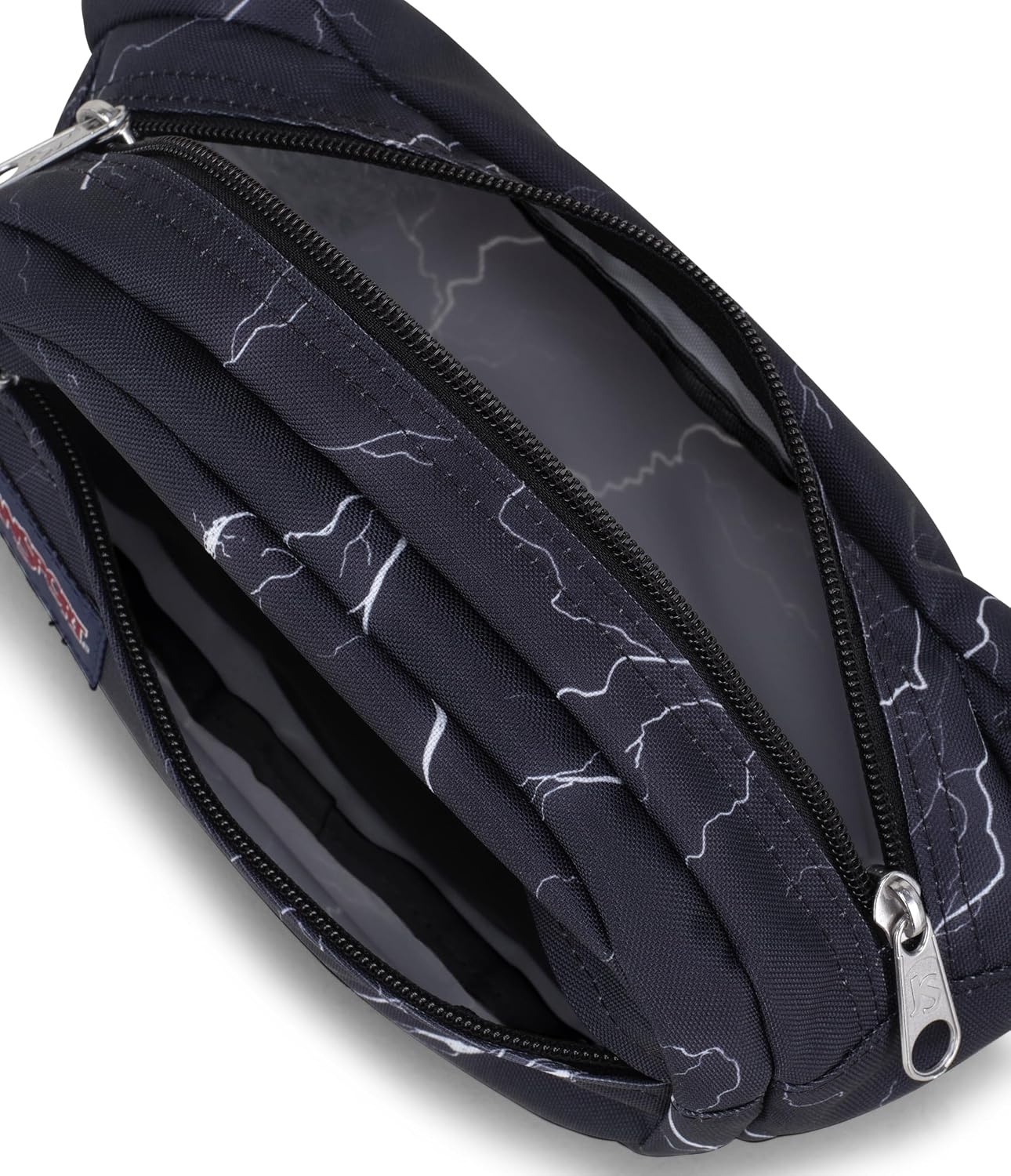 image:imageJanSport Fifth Avenue Fanny Pack Crossbody Bags for Women Men Stylish Durable Waist Bag with Adjustable Belt Main Zippered Pocket Quick Stash Pocket Travel Essentials BlackElectric Bolts