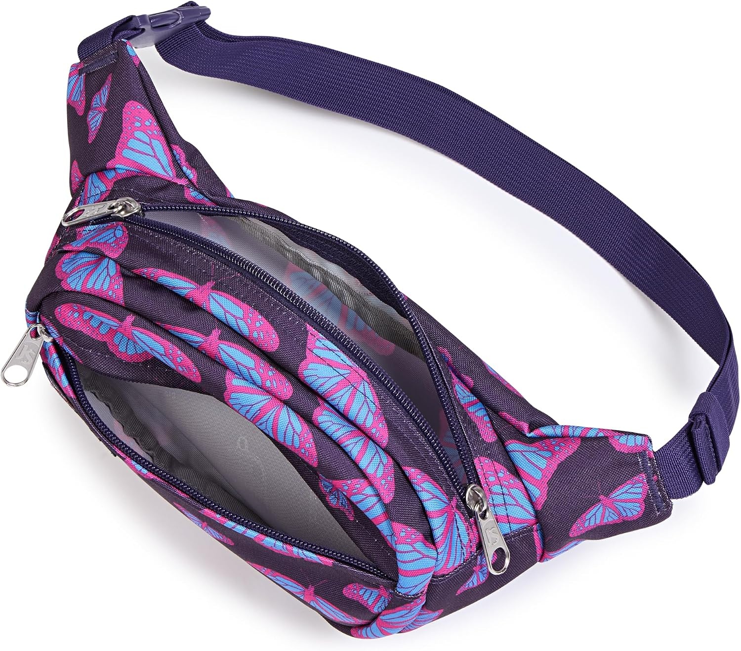 image:imageJanSport Fifth Avenue Fanny Pack Crossbody Bags for Women Men Stylish Durable Waist Bag with Adjustable Belt Main Zippered Pocket Quick Stash Pocket Travel Essentials BlackFlutter By Purple