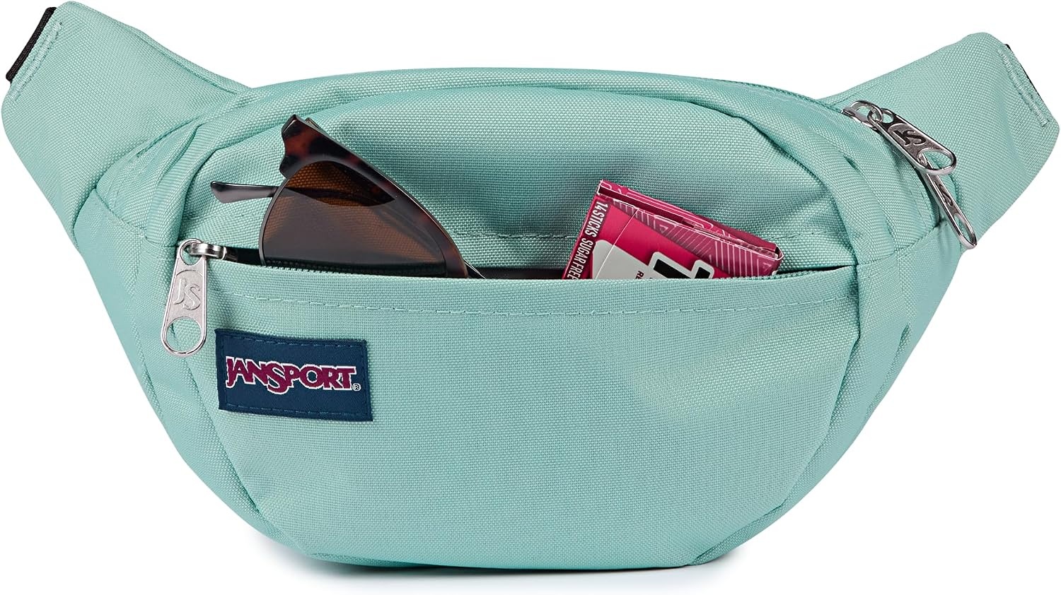 image:imageJanSport Fifth Avenue Fanny Pack Crossbody Bags for Women Men Stylish Durable Waist Bag with Adjustable Belt Main Zippered Pocket Quick Stash Pocket Travel Essentials BlackFaded Sage