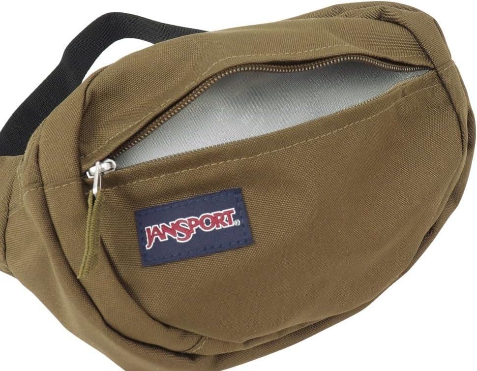 image:imageJanSport Fifth Avenue Fanny Pack Crossbody Bags for Women Men Stylish Durable Waist Bag with Adjustable Belt Main Zippered Pocket Quick Stash Pocket Travel Essentials BlackArmy Green