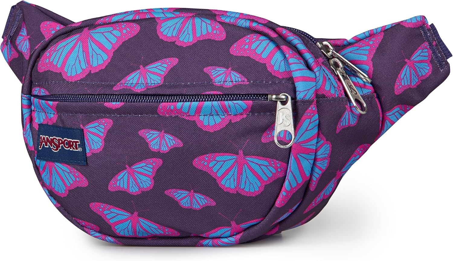image:imageJanSport Fifth Avenue Fanny Pack Crossbody Bags for Women Men Stylish Durable Waist Bag with Adjustable Belt Main Zippered Pocket Quick Stash Pocket Travel Essentials BlackFlutter By Purple