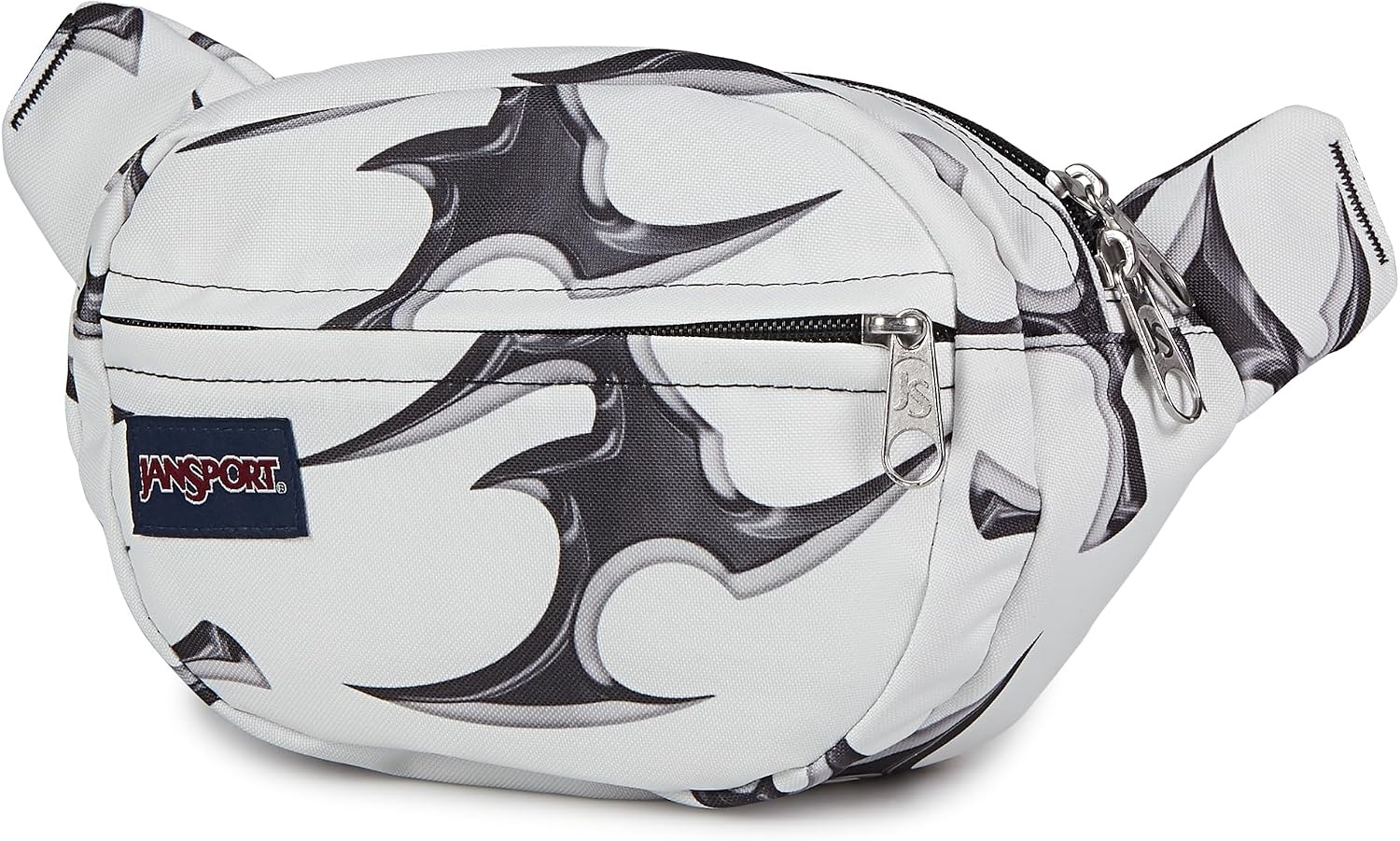 image:imageJanSport Fifth Avenue Fanny Pack Crossbody Bags for Women Men Stylish Durable Waist Bag with Adjustable Belt Main Zippered Pocket Quick Stash Pocket Travel Essentials BlackCyber Silver White