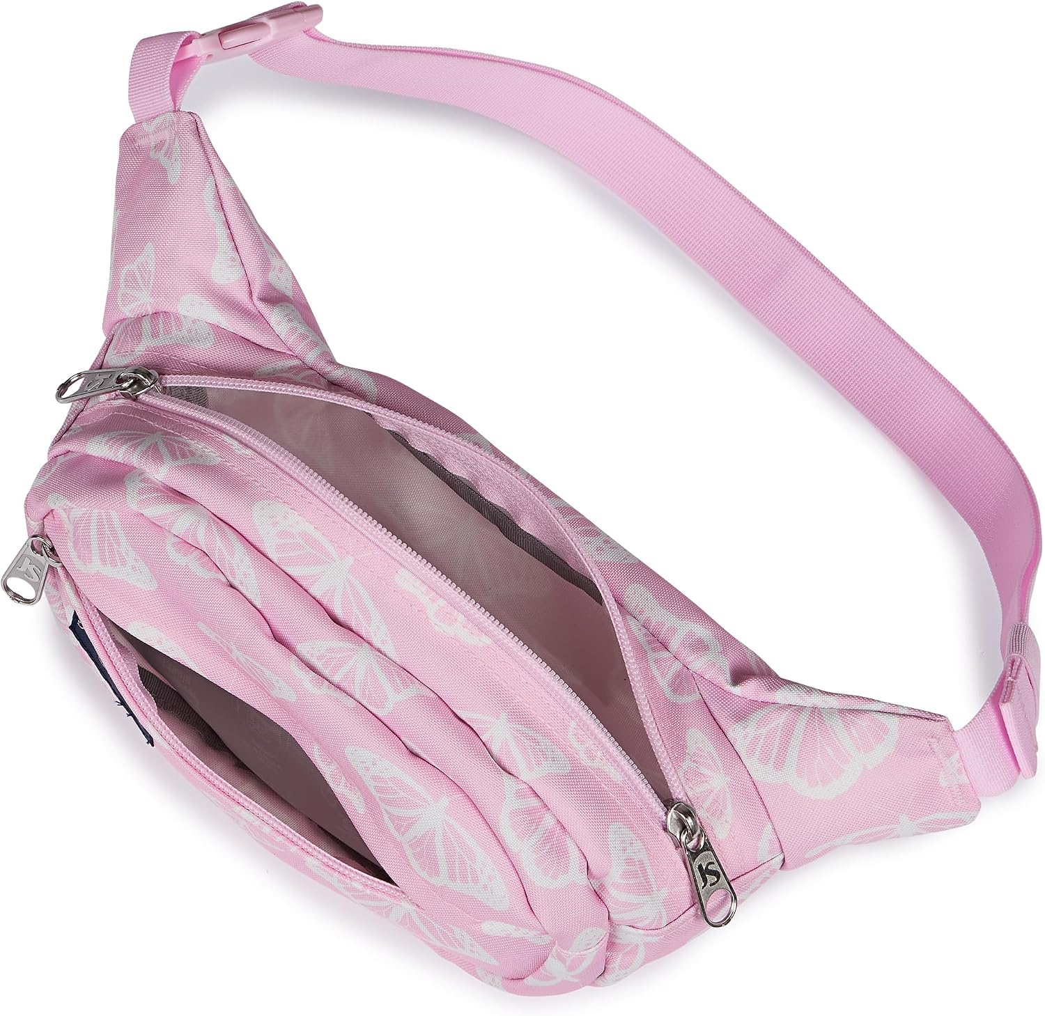 image:imageJanSport Fifth Avenue Fanny Pack Crossbody Bags for Women Men Stylish Durable Waist Bag with Adjustable Belt Main Zippered Pocket Quick Stash Pocket Travel Essentials BlackFlutter By Pink Ice