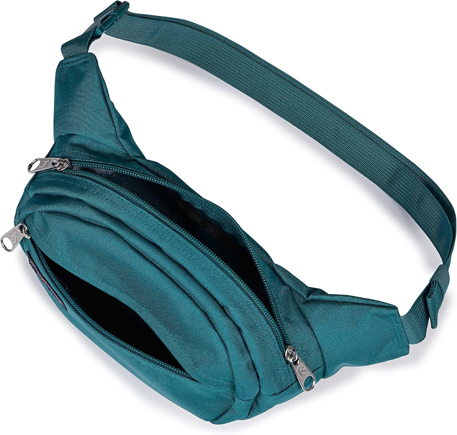image:imageJanSport Fifth Avenue Fanny Pack Crossbody Bags for Women Men Stylish Durable Waist Bag with Adjustable Belt Main Zippered Pocket Quick Stash Pocket Travel Essentials BlackEmerald Pool