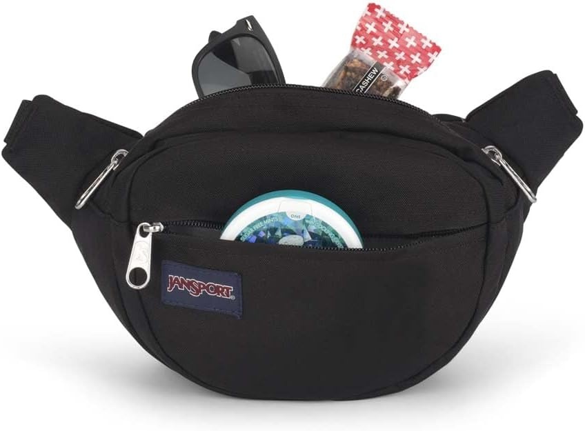 image:imageJanSport Fifth Avenue Fanny Pack Crossbody Bags for Women Men Stylish Durable Waist Bag with Adjustable Belt Main Zippered Pocket Quick Stash Pocket Travel Essentials BlackBlack