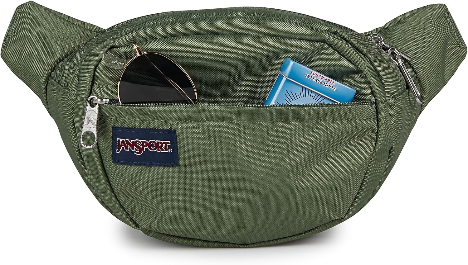 image:imageJanSport Fifth Avenue Fanny Pack Crossbody Bags for Women Men Stylish Durable Waist Bag with Adjustable Belt Main Zippered Pocket Quick Stash Pocket Travel Essentials BlackCargo Green