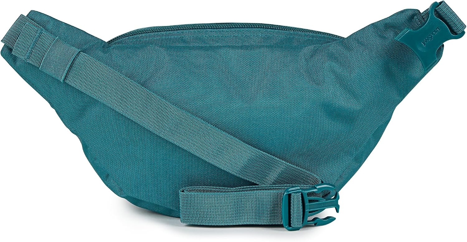 image:imageJanSport Fifth Avenue Fanny Pack Crossbody Bags for Women Men Stylish Durable Waist Bag with Adjustable Belt Main Zippered Pocket Quick Stash Pocket Travel Essentials BlackEmerald Pool