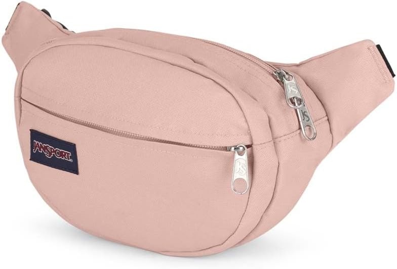 image:imageJanSport Fifth Avenue Fanny Pack Crossbody Bags for Women Men Stylish Durable Waist Bag with Adjustable Belt Main Zippered Pocket Quick Stash Pocket Travel Essentials BlackMisty Rose
