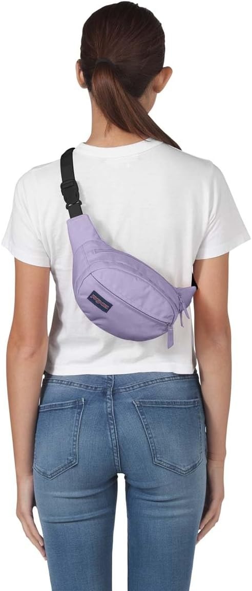 image:imageJanSport Fifth Avenue Fanny Pack Crossbody Bags for Women Men Stylish Durable Waist Bag with Adjustable Belt Main Zippered Pocket Quick Stash Pocket Travel Essentials BlackPastel Lilac
