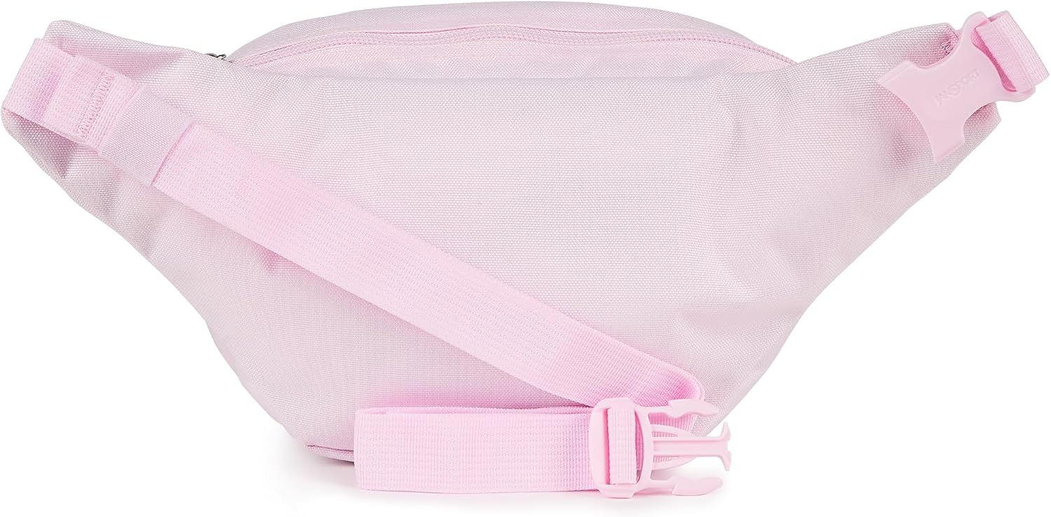 image:imageJanSport Fifth Avenue Fanny Pack Crossbody Bags for Women Men Stylish Durable Waist Bag with Adjustable Belt Main Zippered Pocket Quick Stash Pocket Travel Essentials BlackPink Ice