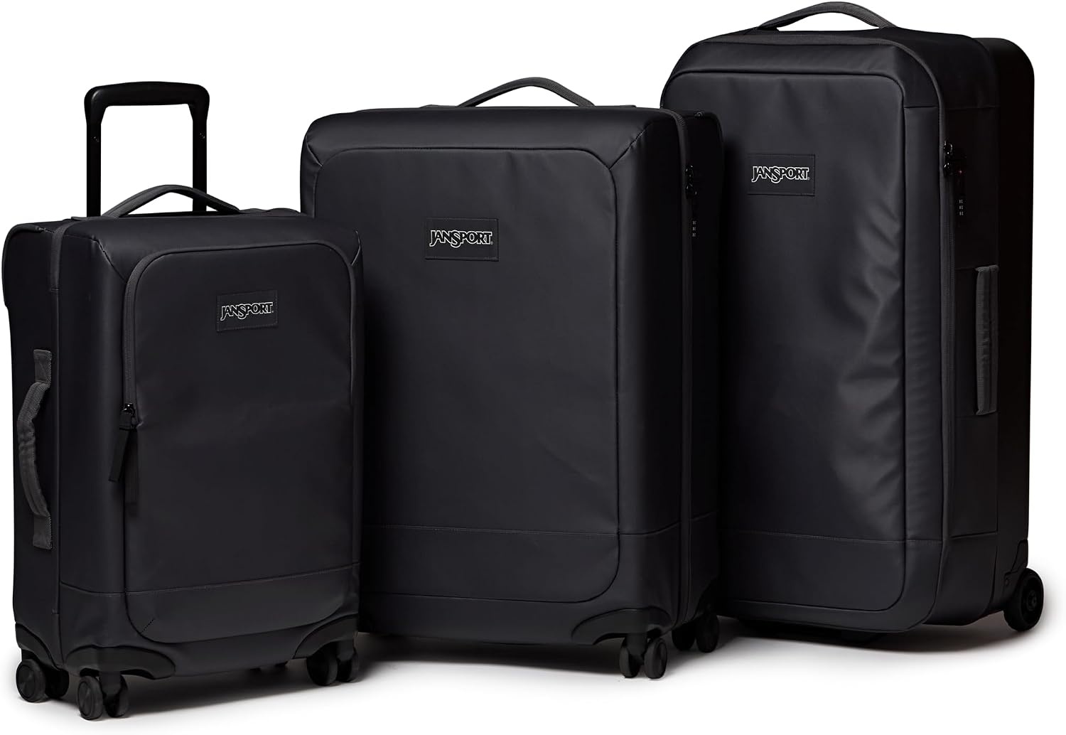 image:imageJanSport Good Latitude Carry On Spinner Suitcase 42L Water Resistant Travel Luggage with 16 Inch Laptop Sleeve Durable Lightweight Rolling Hardside Softside Carryon Bag Elemental BlueSmokey Grit