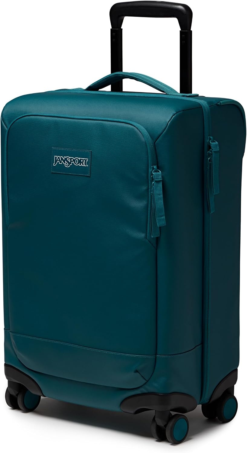 image:imageJanSport Good Latitude Carry On Spinner Suitcase 42L Water Resistant Travel Luggage with 16 Inch Laptop Sleeve Durable Lightweight Rolling Hardside Softside Carryon Bag Elemental BlueEmerald Pool