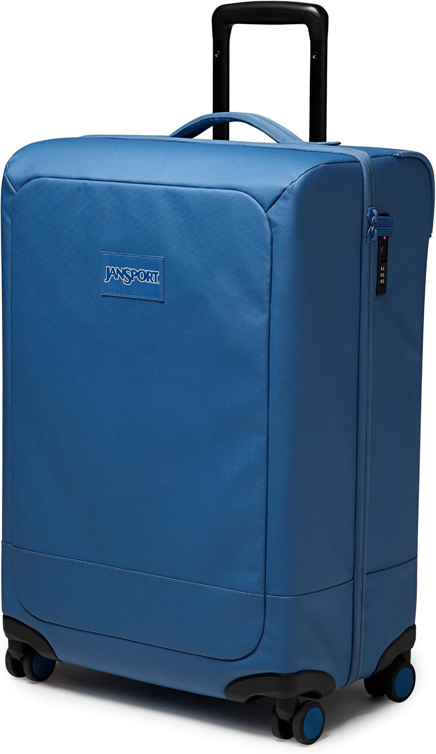 image:imageJanSport Good Latitude Carry On Spinner Suitcase 42L Water Resistant Travel Luggage with 16 Inch Laptop Sleeve Durable Lightweight Rolling Hardside Softside Carryon Bag Elemental BlueElemental Blue