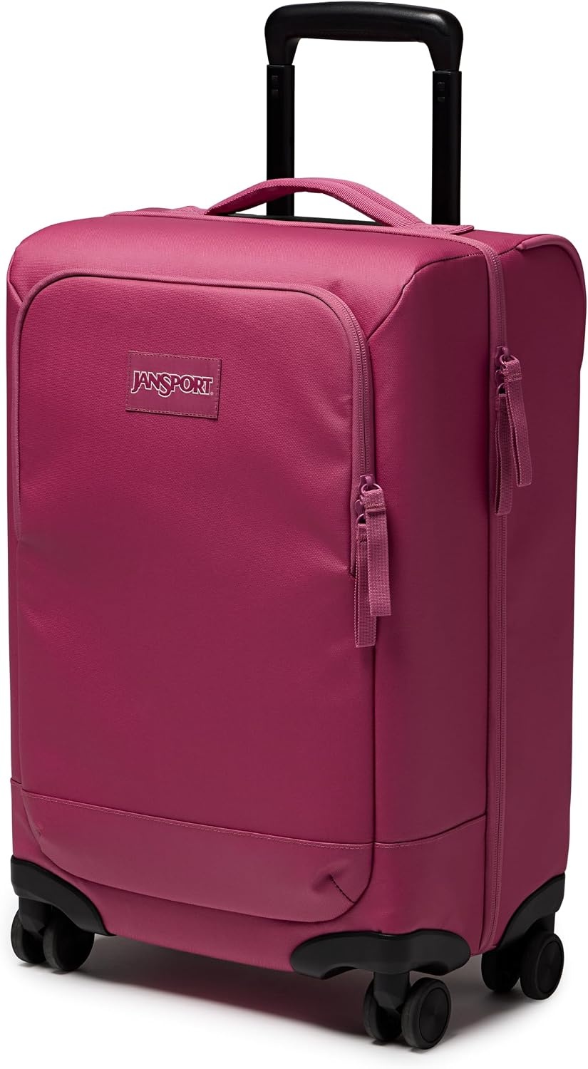 image:imageJanSport Good Latitude Carry On Spinner Suitcase 42L Water Resistant Travel Luggage with 16 Inch Laptop Sleeve Durable Lightweight Rolling Hardside Softside Carryon Bag Elemental BlueMauve Haze