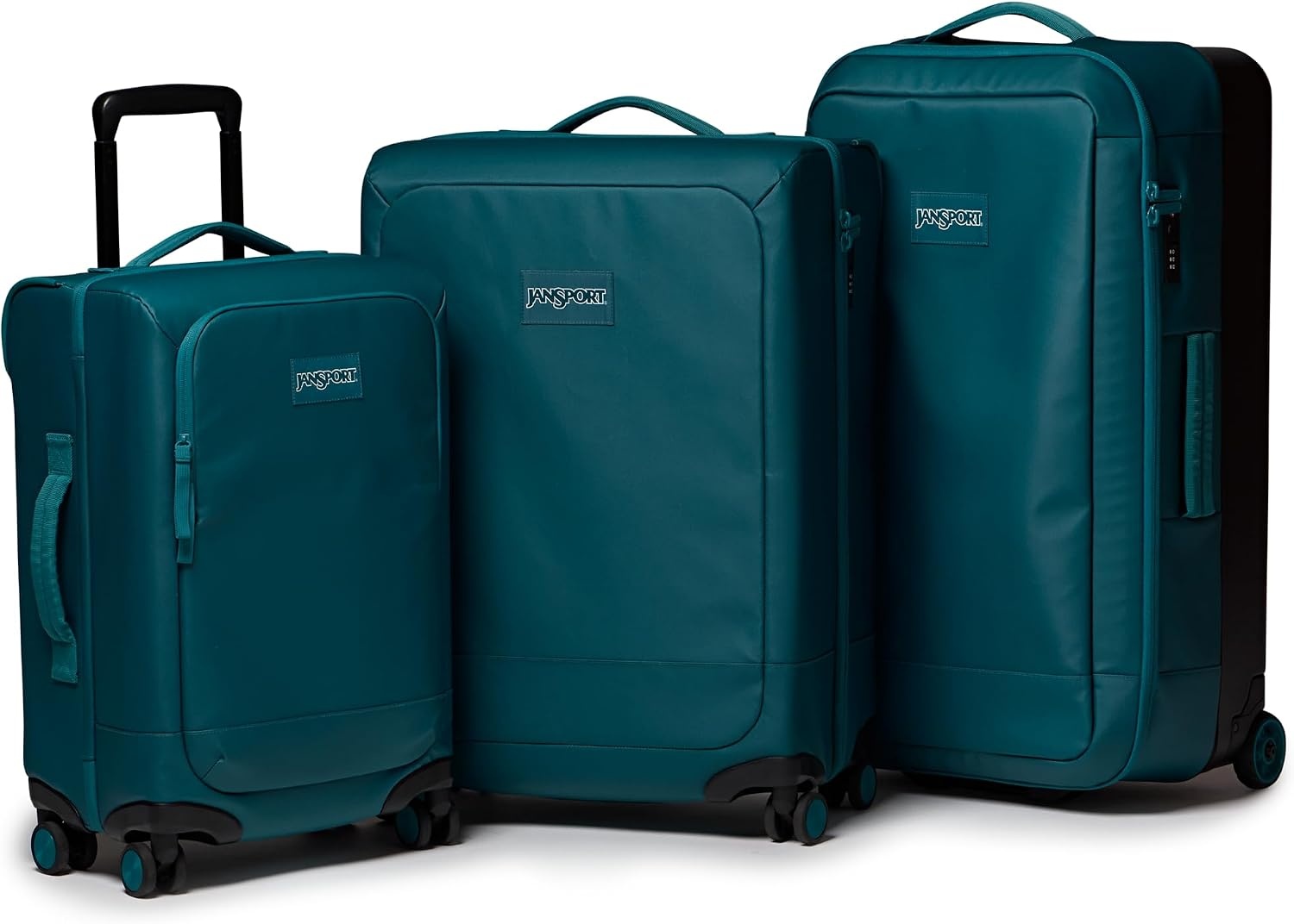 image:imageJanSport Good Latitude Carry On Spinner Suitcase 42L Water Resistant Travel Luggage with 16 Inch Laptop Sleeve Durable Lightweight Rolling Hardside Softside Carryon Bag Elemental BlueEmerald Pool
