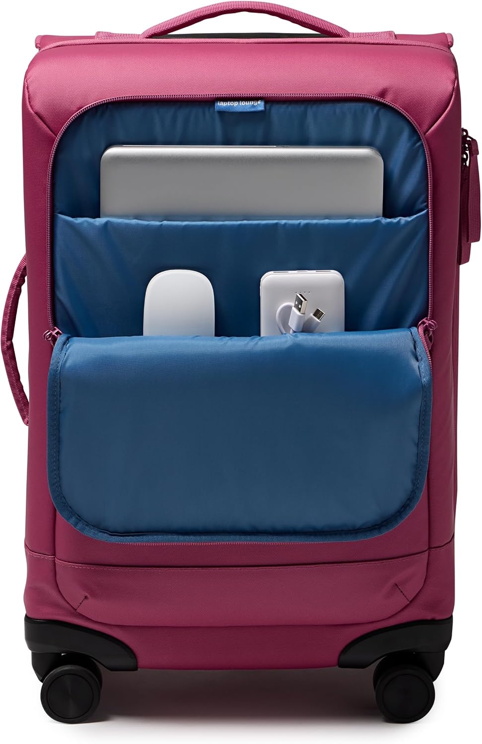 image:imageJanSport Good Latitude Carry On Spinner Suitcase 42L Water Resistant Travel Luggage with 16 Inch Laptop Sleeve Durable Lightweight Rolling Hardside Softside Carryon Bag Elemental BlueMauve Haze